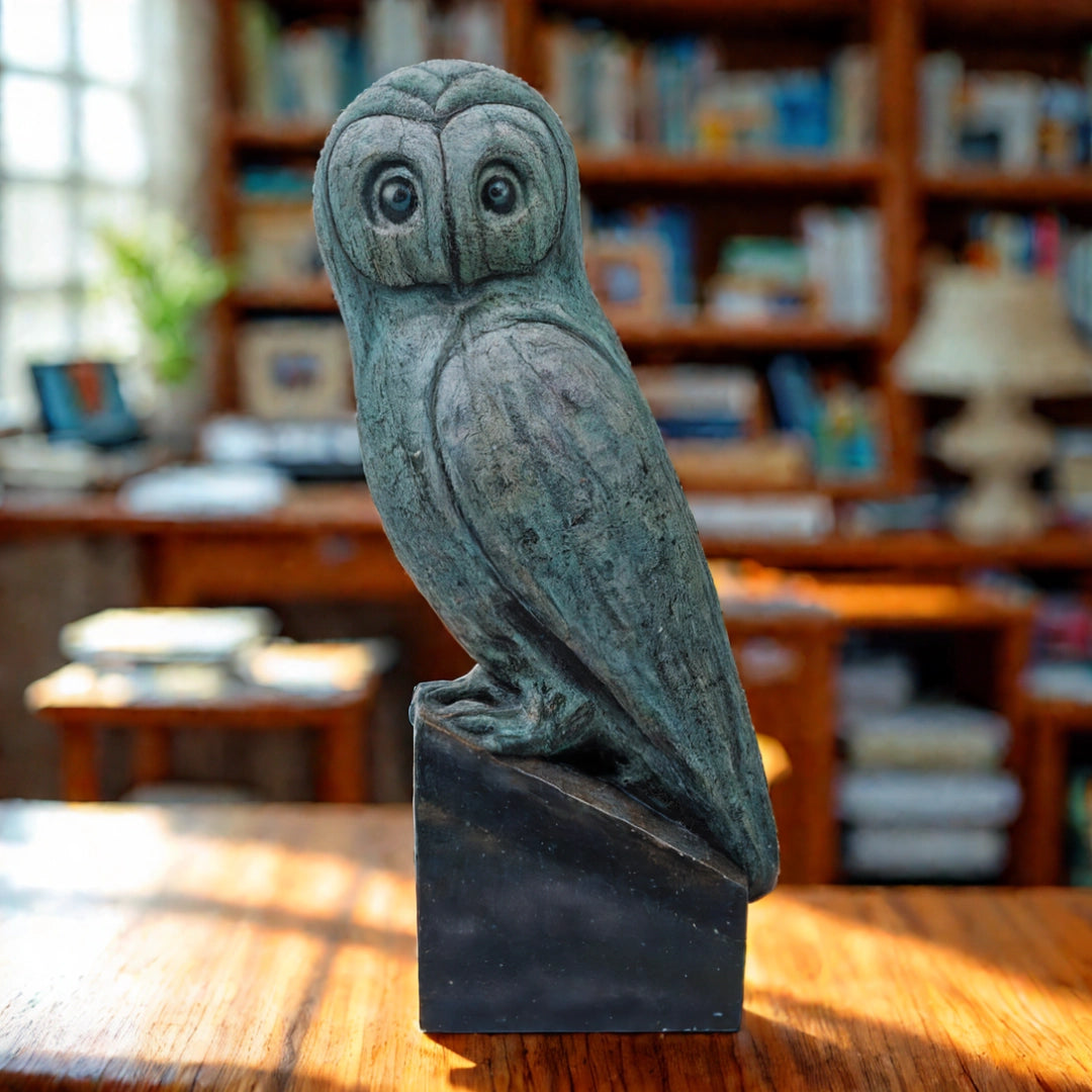 Ashnam Leftward Gazing Wisebird - Rust Green, 32cm