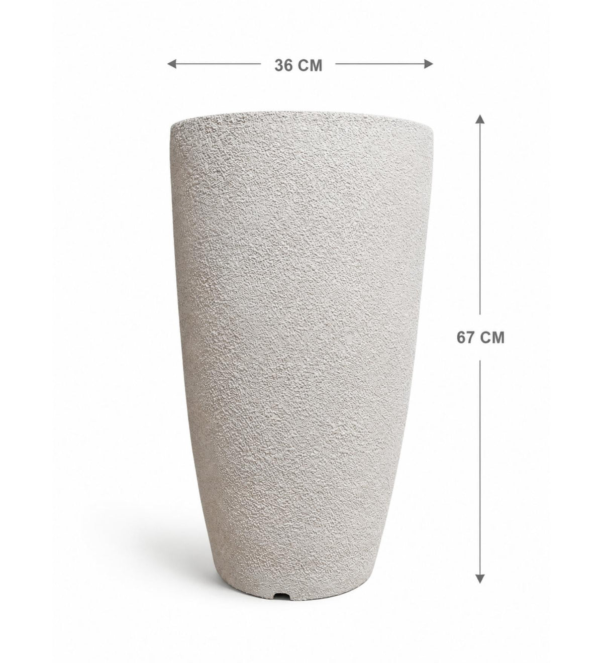 Tall Tapered Planter – Ivory Stone Finish - Dimensions