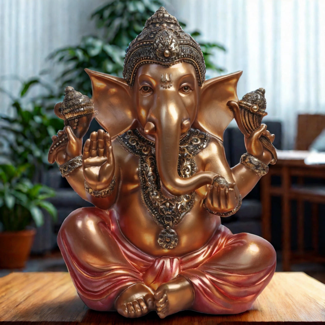 Ashnam Chaturbhuj Ganesha – Big, Gold Red