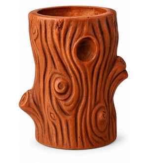 Woodland Trunk Indoor Planter – Rustic Teak Brown - White background