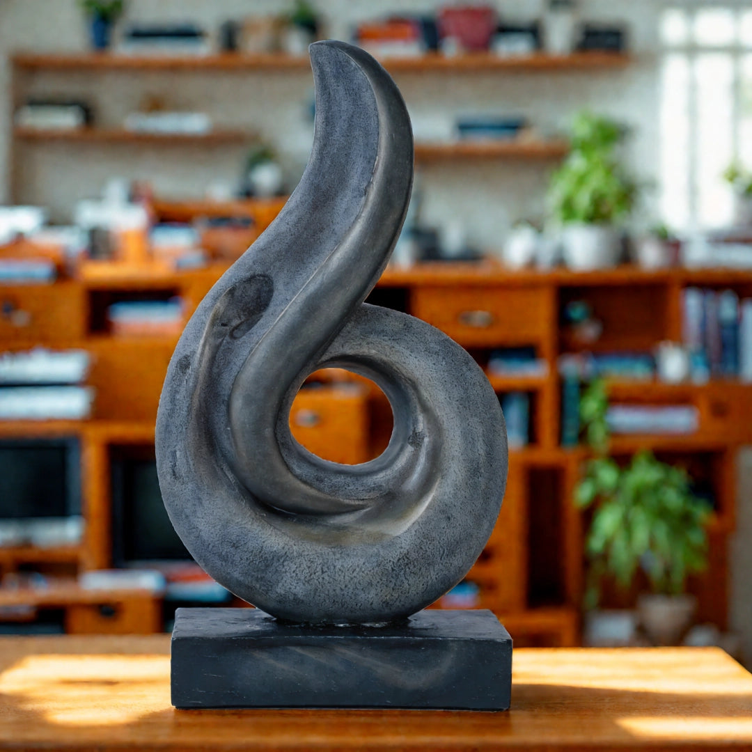 Ashnam Art with Central Void and Flame-Like Body - Rust Iron, 30 Cm