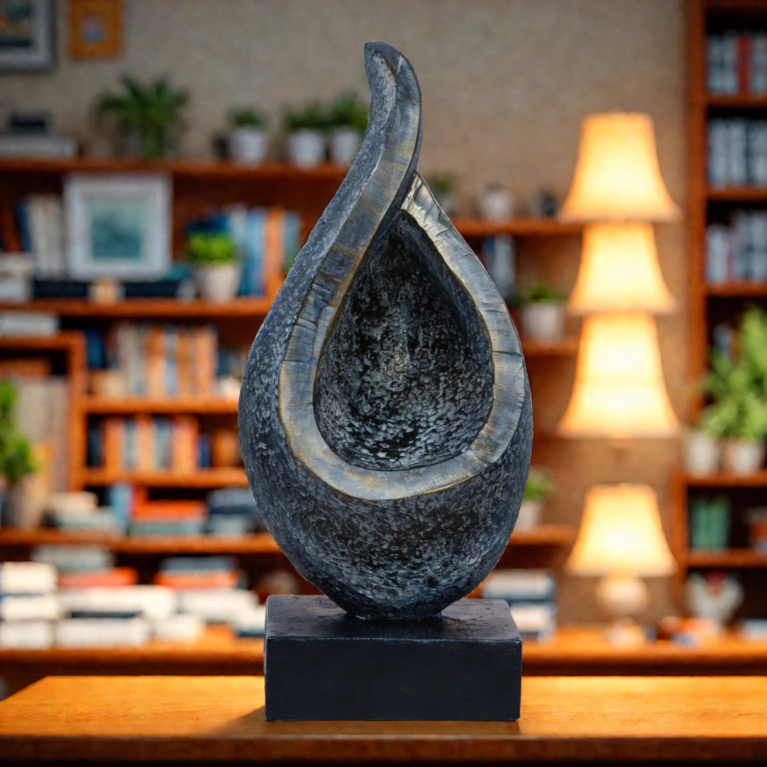 Ashnam Central Caved Minimal Sculpture - Rust Iron, 30 Cm