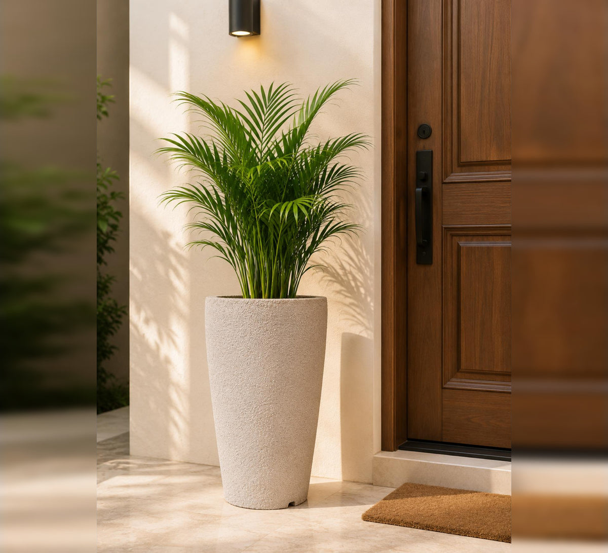 Tall Tapered Planter – Ivory Stone Finish - Lifestyle