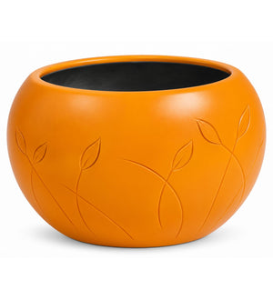 Botanical Orb Outdoor Planter – Amber Orange - White background