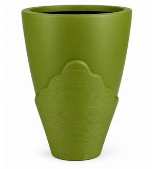 Contour Crest Outdoor Planter – Olive Green - White background