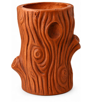Woodland Trunk Indoor Planter – Rustic Teak Brown - Close-up