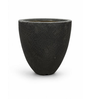 Modern Textured Round Planter – Black - White background