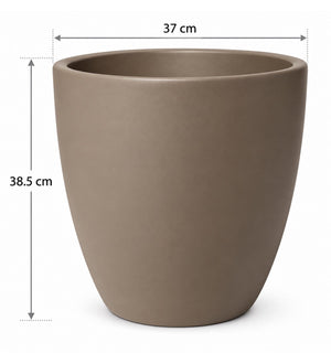 Soft Curve Indoor Planter – Warm Taupe - Dimensions