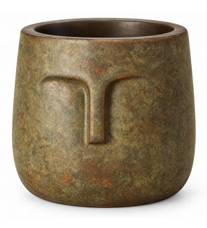 Zen Face Outdoor Planter – Antique Bronze - Close-up