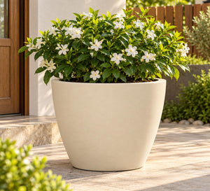Pure Curve Outdoor Planter – Sandstone Ivory - Lifestyle