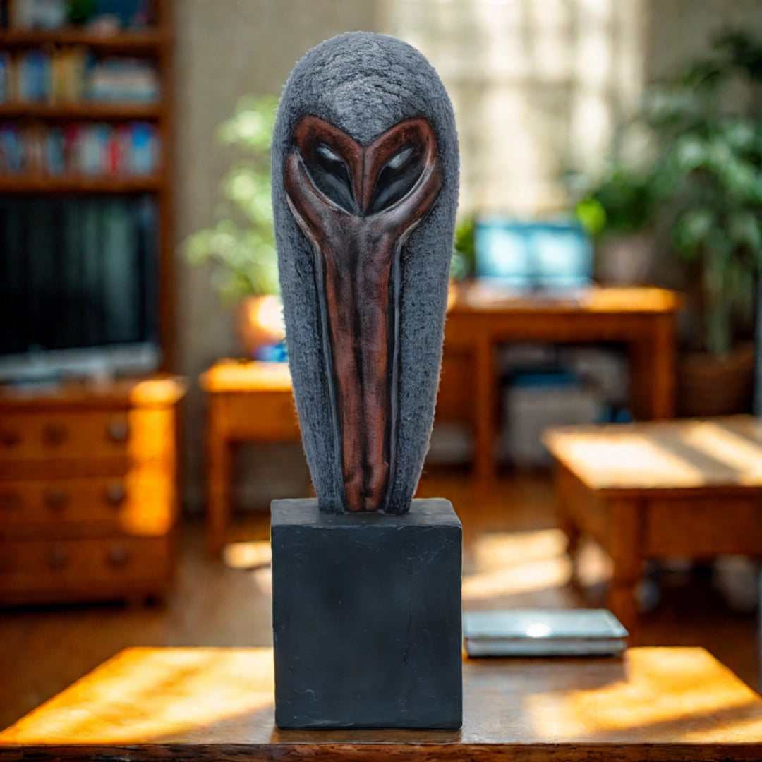 Ashnam Regal Guardian Wisebird - Smokey Grey & Copper Rust, 33cm