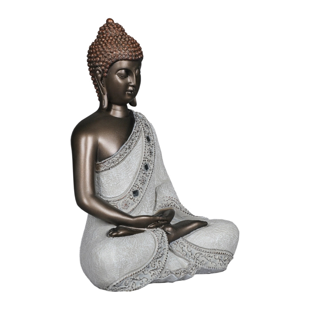 Meditative Buddha Decorative Showpiece – Bronze & Grey