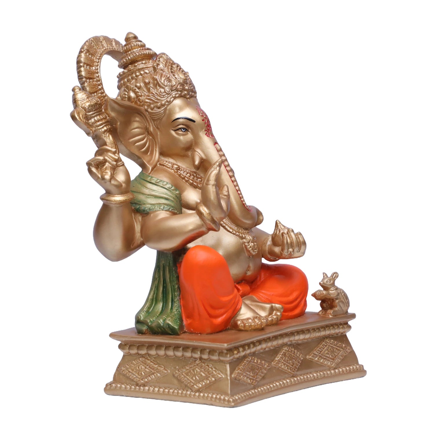 Ashnam Square Base Ganesha - Orange, 25.4cm