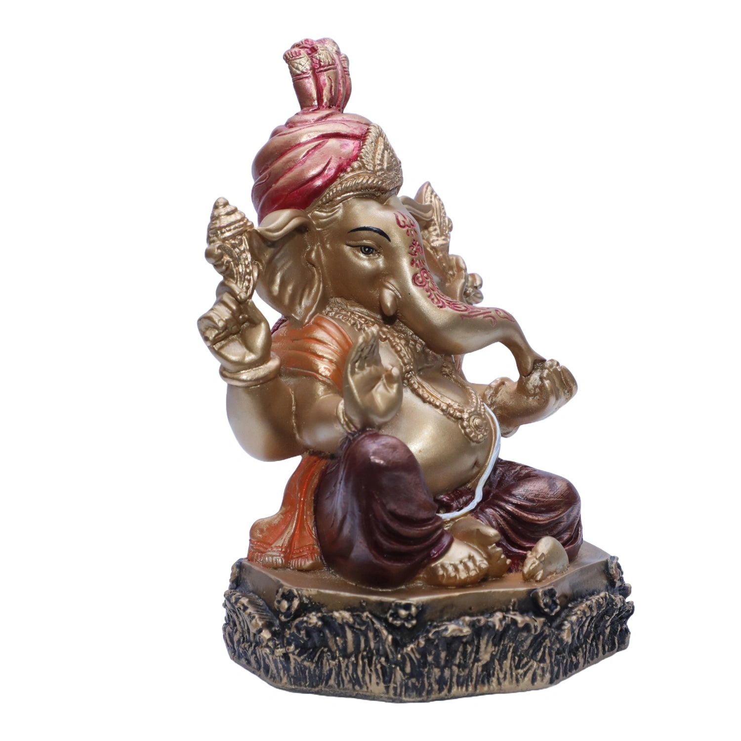 Ashnam Pheta Ganesha Showpiece - Gold & Red, 19.6cm