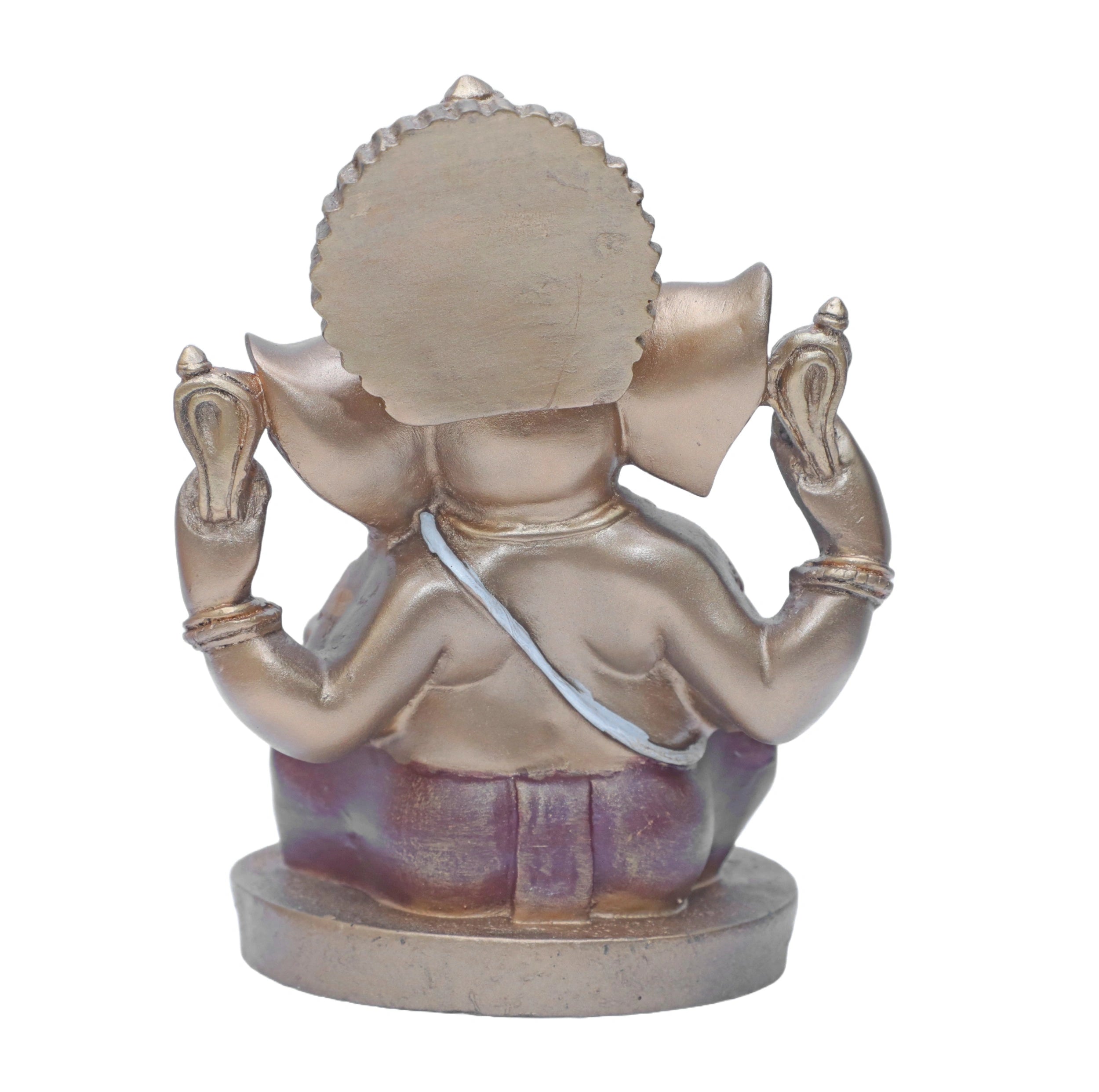 Ashnam Ganesha Figurine with T-Light Holder - Bronze & Red, 17.4cm