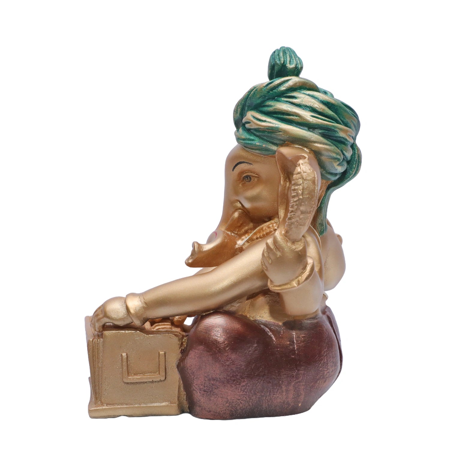 Ashnam Pagadi Harmonium Music Ganesha - Gold & Red, 17cm