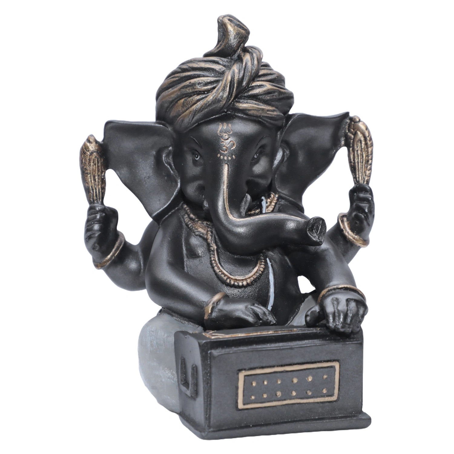 Ashnam Pagadi Harmonium Music Ganesha - Metallic Grey, 17cm