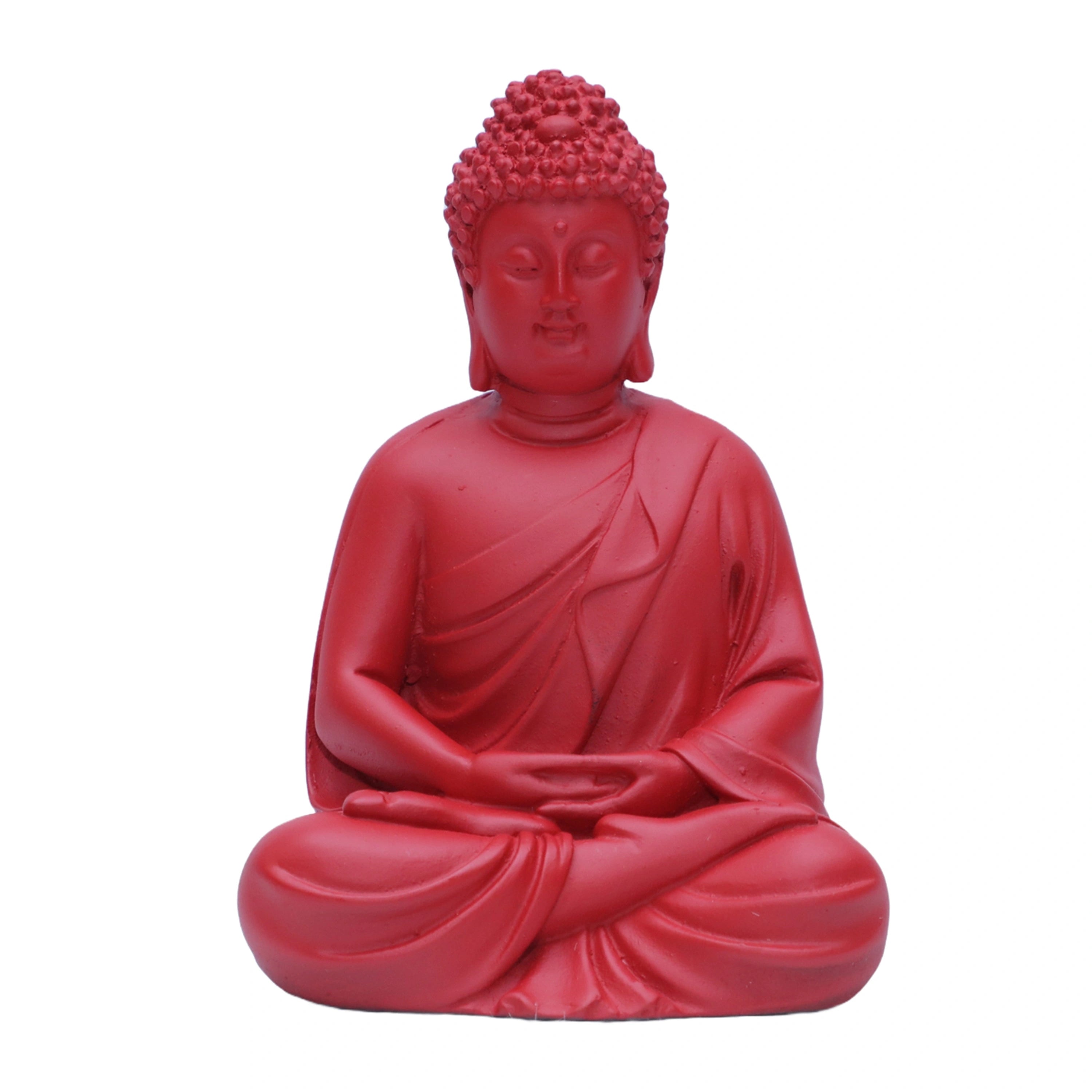 Ashnam Small Meditating Buddha - Red, 13.5cm