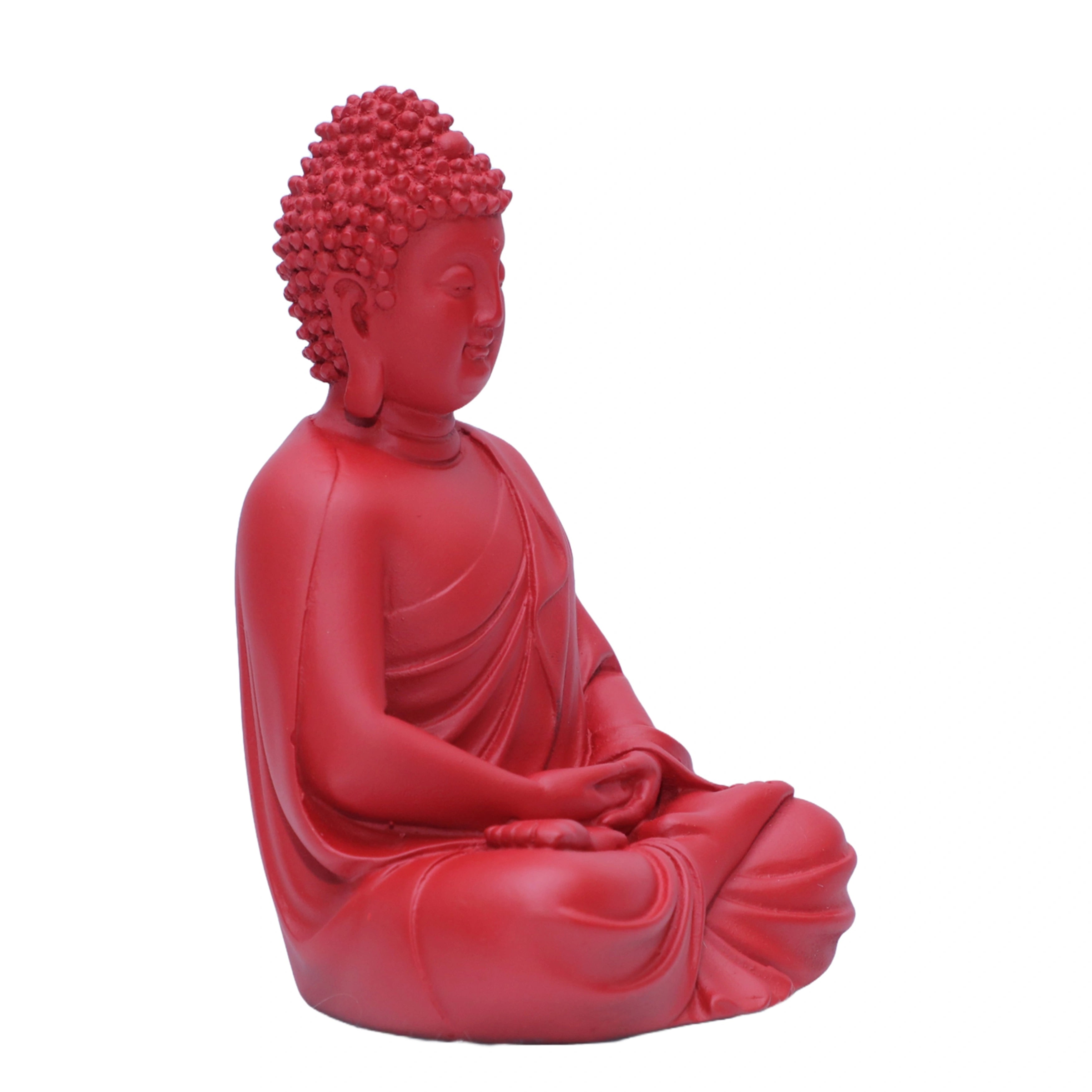 Ashnam Small Meditating Buddha - Red, 13.5cm