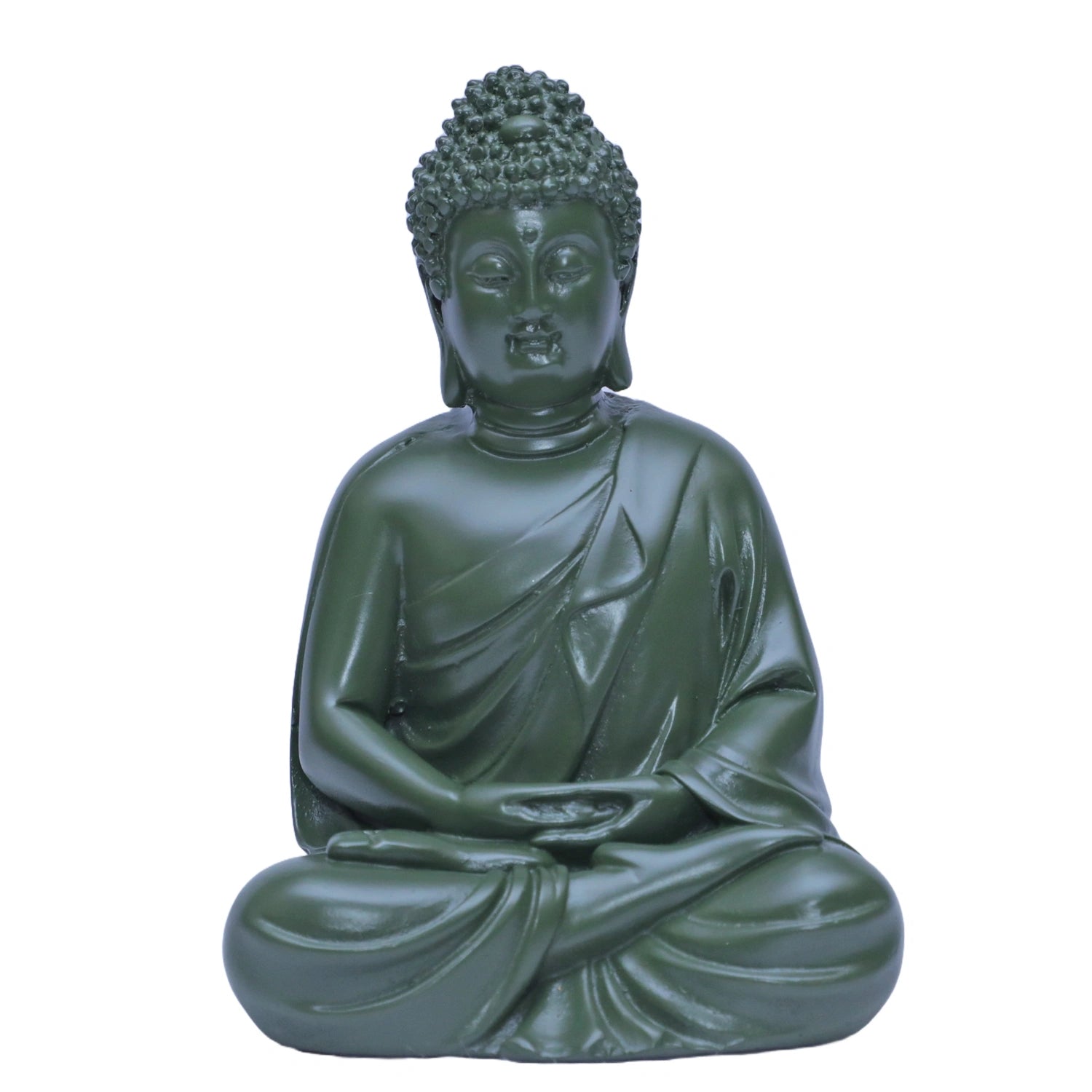 Ashnam Small Meditating Buddha - Green, 13.5cm