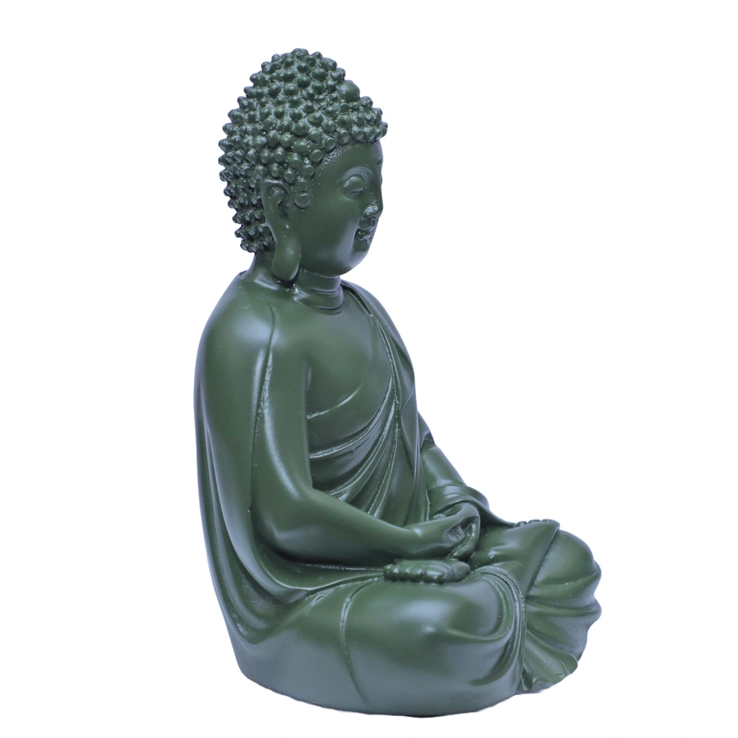 Ashnam Small Meditating Buddha - Green, 13.5cm