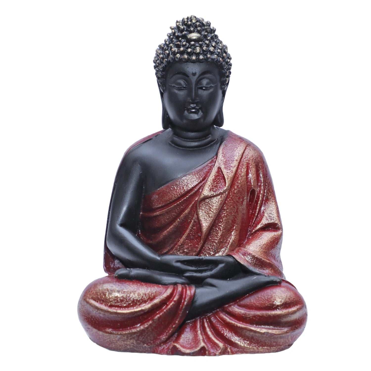 Ashnam Small Meditating Buddha - Black & Red, 13.5cm