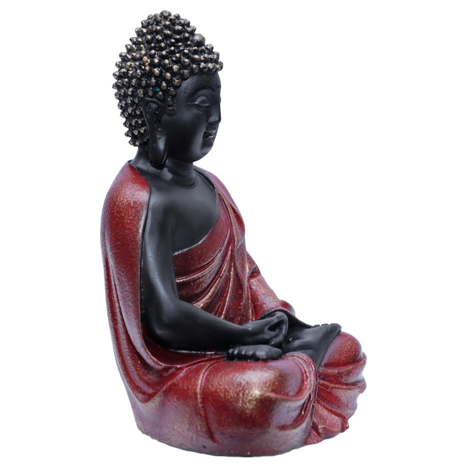 Ashnam Small Meditating Buddha - Black & Red, 13.5cm