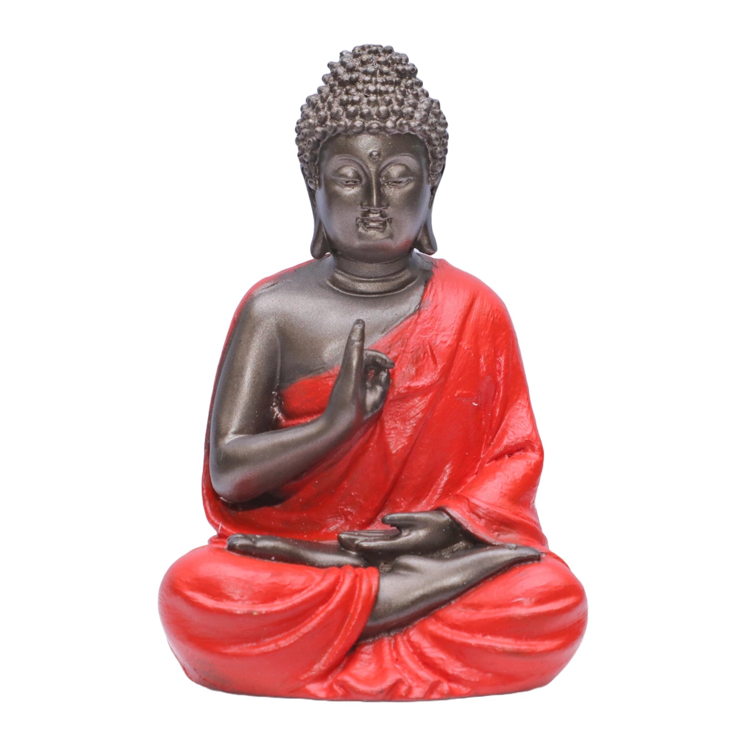 Ashnam Small Teaching Buddha - Bronze & Red, 14.3cm