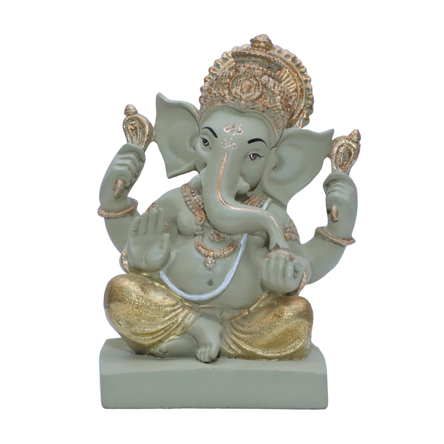 Ashnam Lord Ganesha With Base - Olive, 15cm