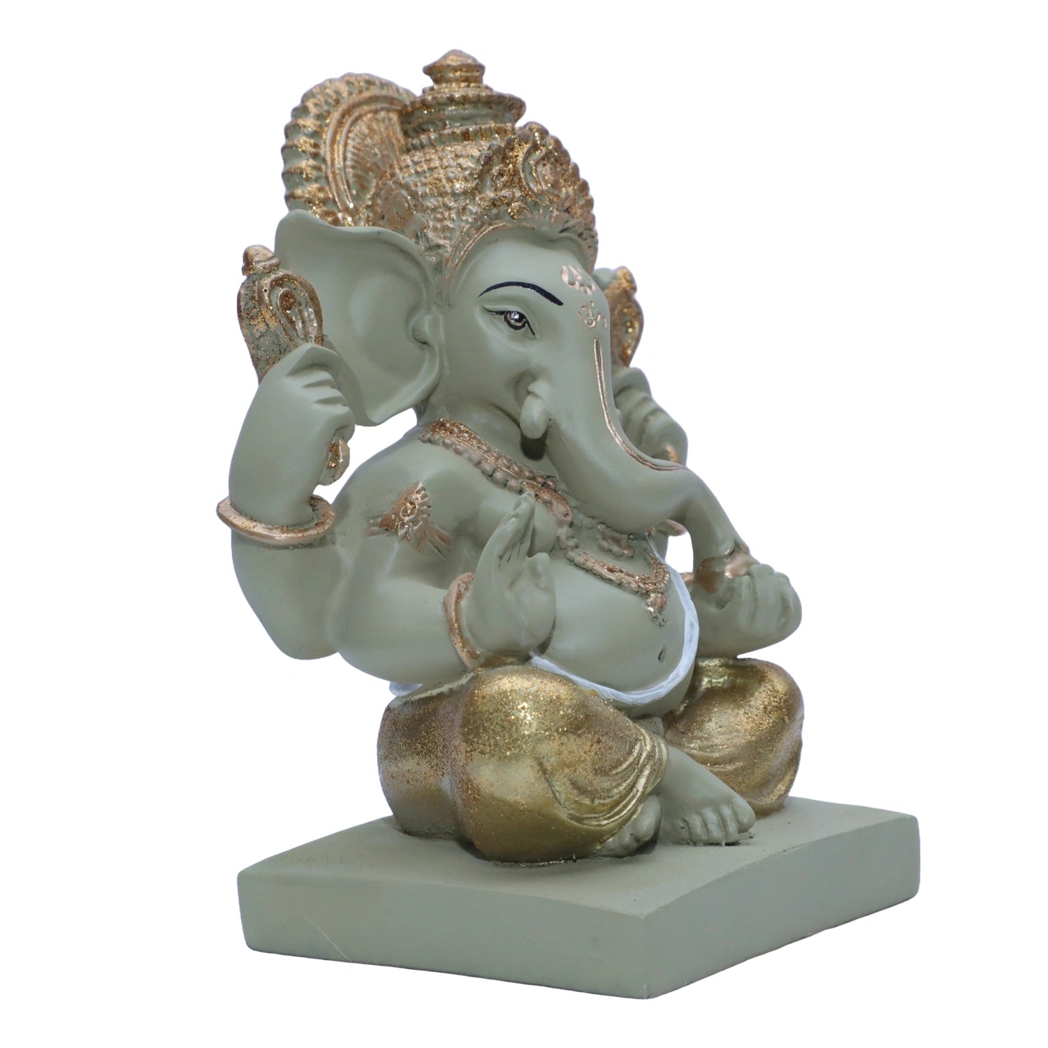 Ashnam Lord Ganesha With Base - Olive, 15cm
