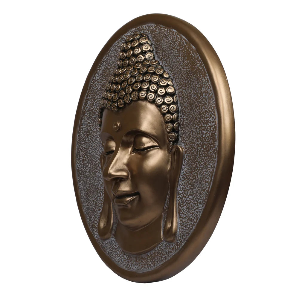 Meditative Buddha Head, 38cm, Gold & Bronze