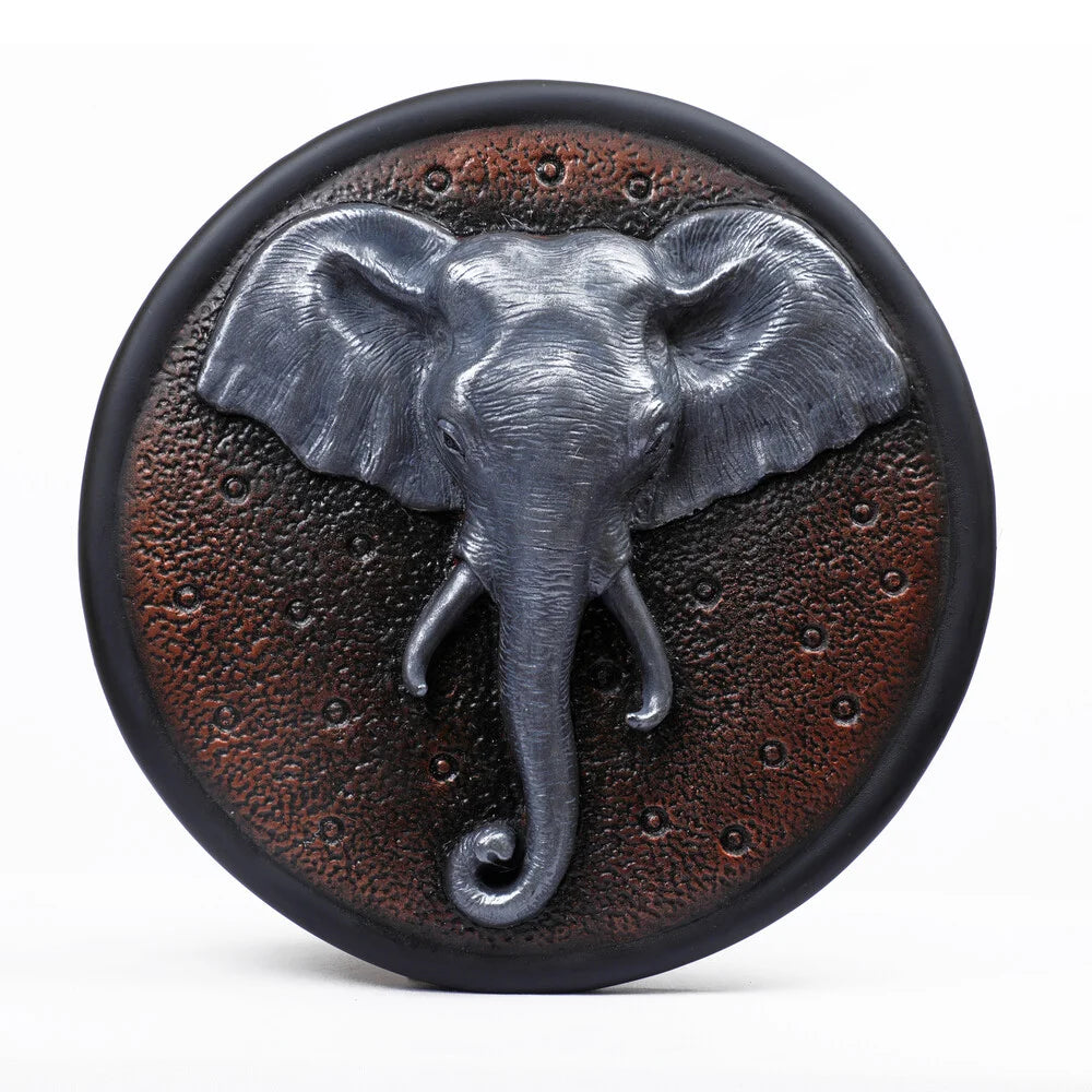 Elephant Head Wall Art, 28.5cm, Grey & Bronze