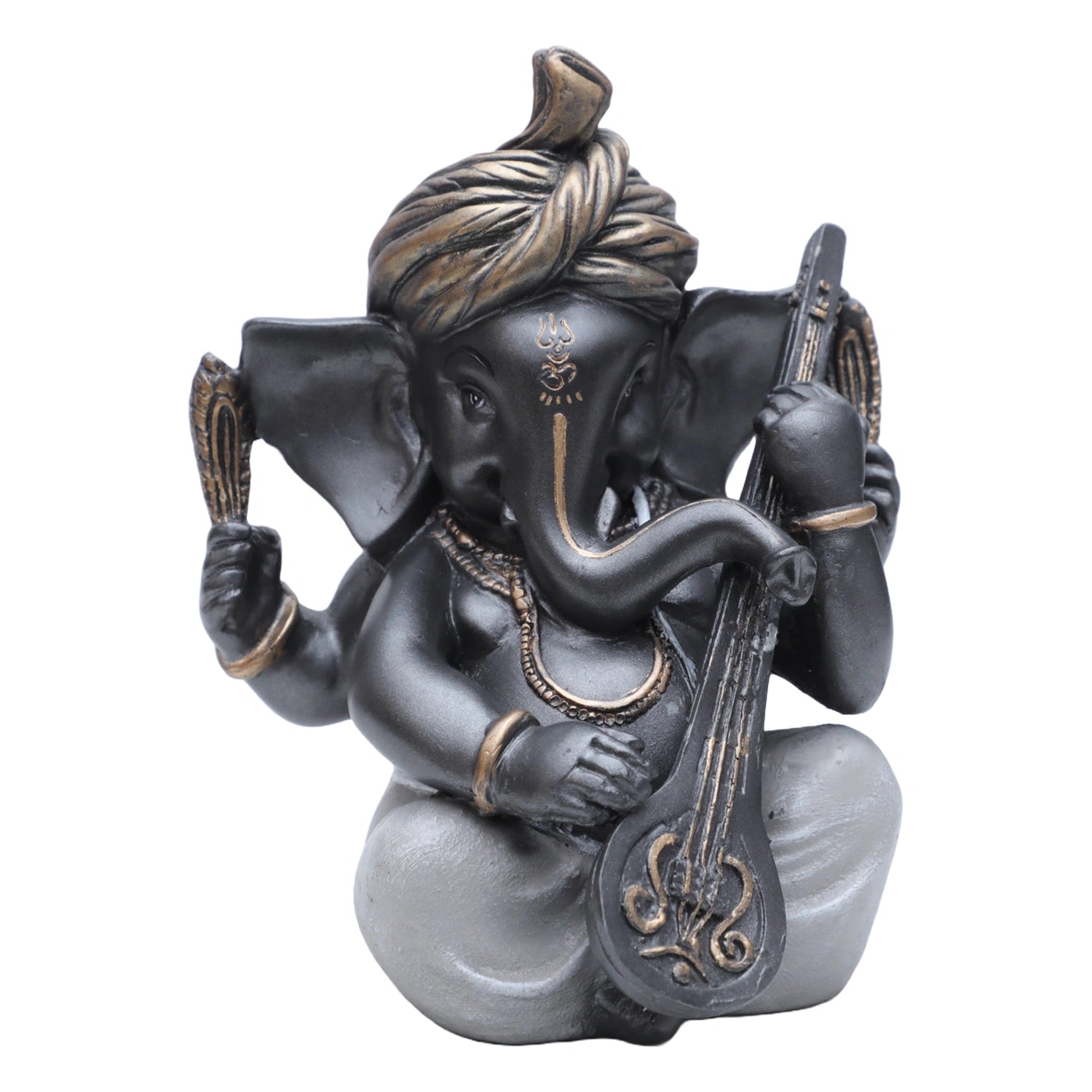 Ashnam Pagadi Sitar Music Ganesha - Metallic Grey, 17cm