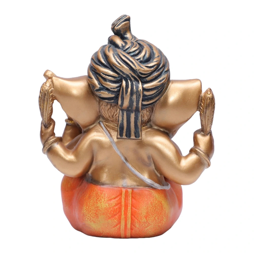 Ashnam Pagadi Sitar Music Ganesha - Gold & Orange, 17cm