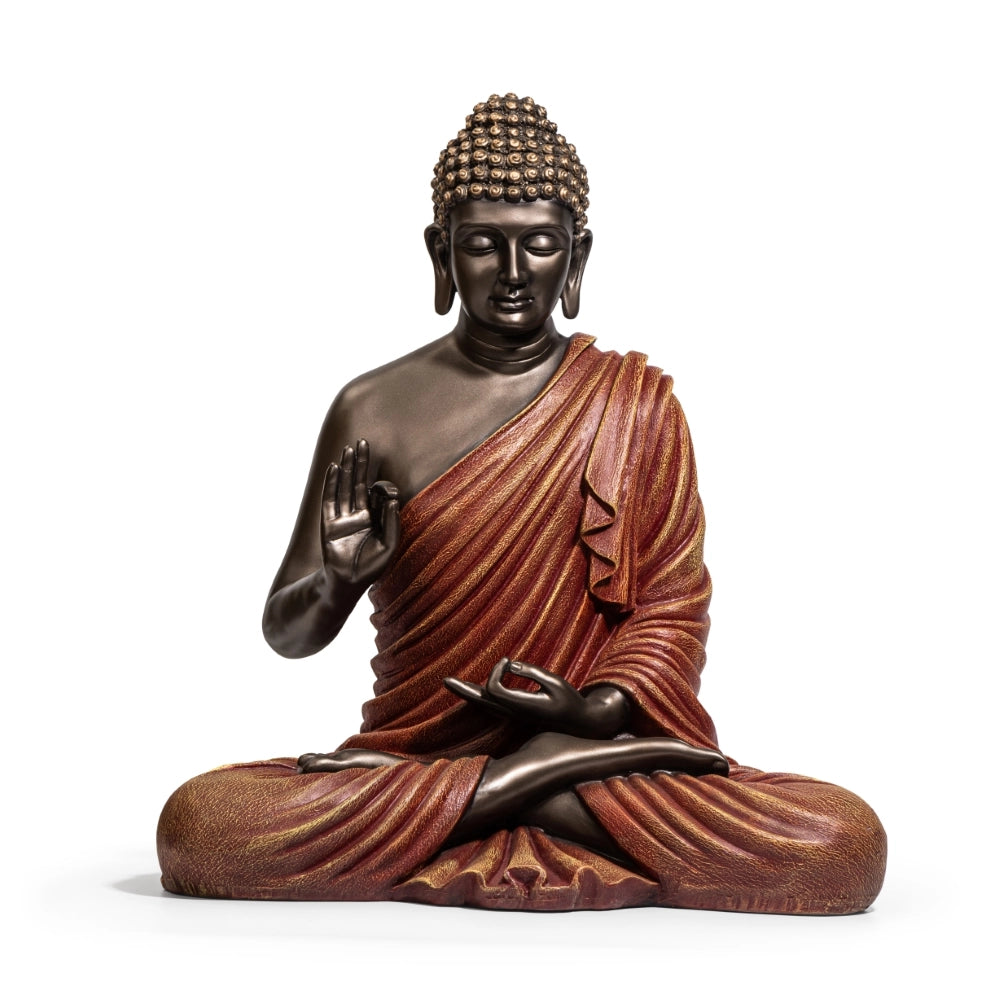 Ashnam Protection Buddha 24 Inch Decorative Showpiece – Bronze & Red
