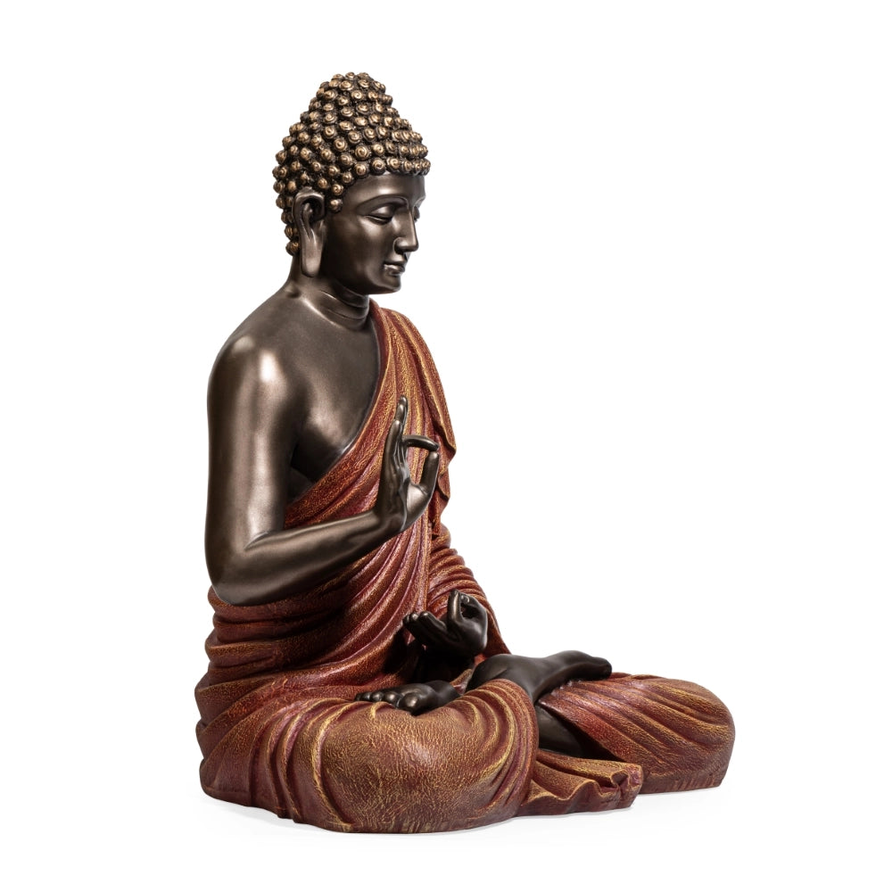 Ashnam Protection Buddha 24 Inch Decorative Showpiece – Bronze & Red