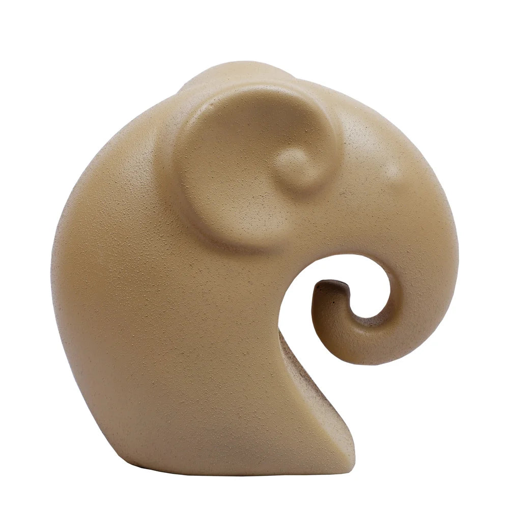 Mom and Baby Elephant Resin Animal Figurine, 22.2cm, Beige