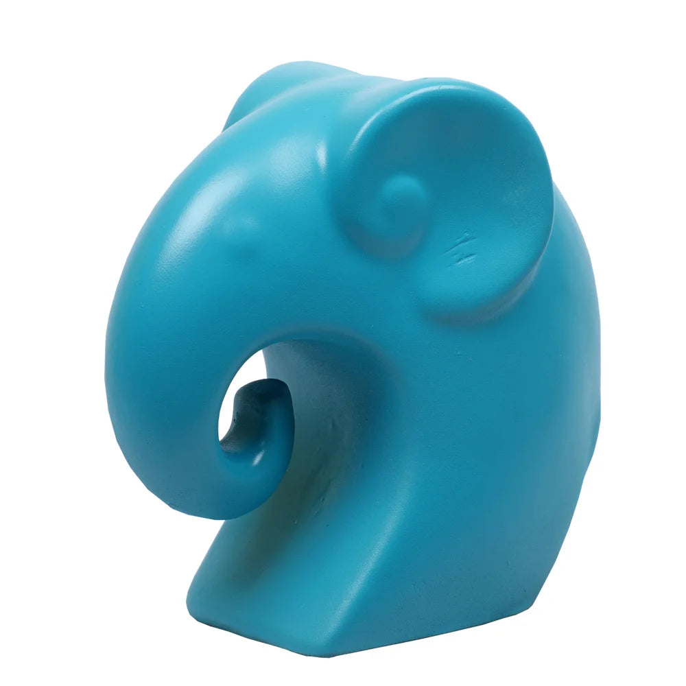 Mom and Baby Elephant Resin Animal Figurine, 22.2cm, Turqoise Blue