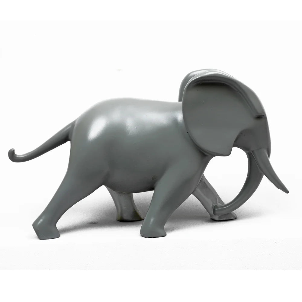 Mom and Baby Elephant Resin Animal Figurine, 24.4cm, Grey