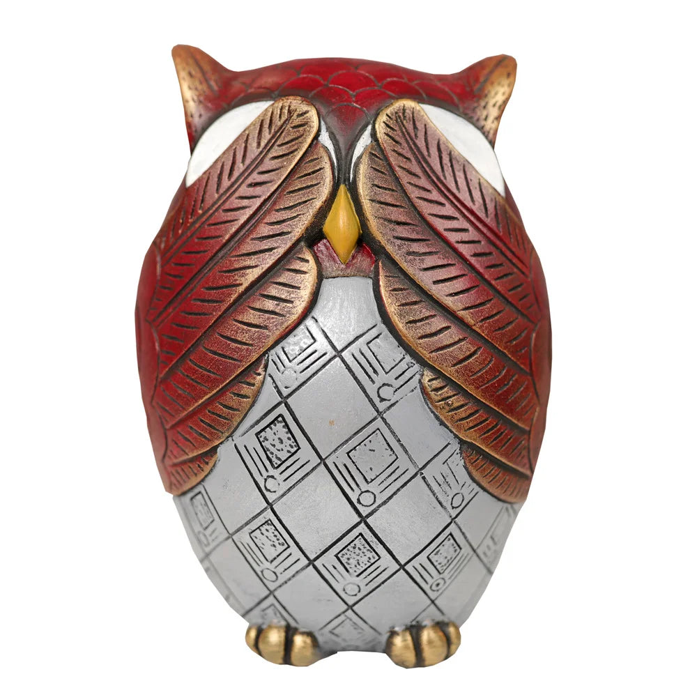 Owl Figurines Decor See No Evil, Hear No Evil, Speak No Evil Cute Owl Statue, 14.5cm, Multicolor (Set of 3)
