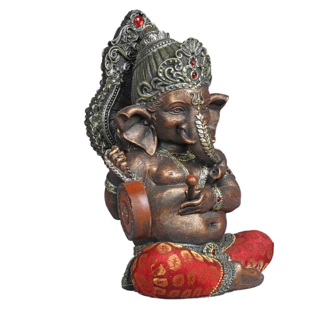 Musical Ganesha Decorative Showpiece – Grey & Copper