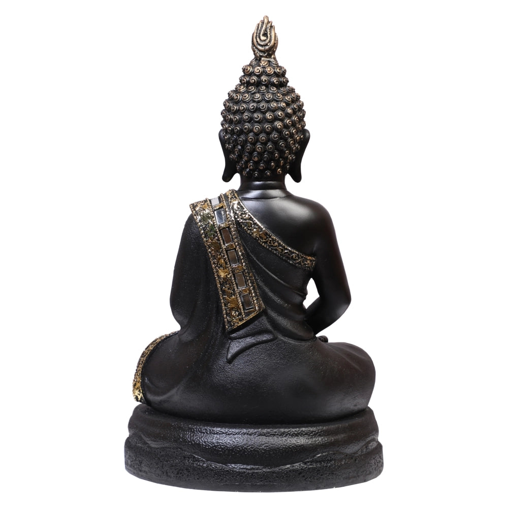 Ashnam Lotus Meditative Buddha With Base – Black & Gold