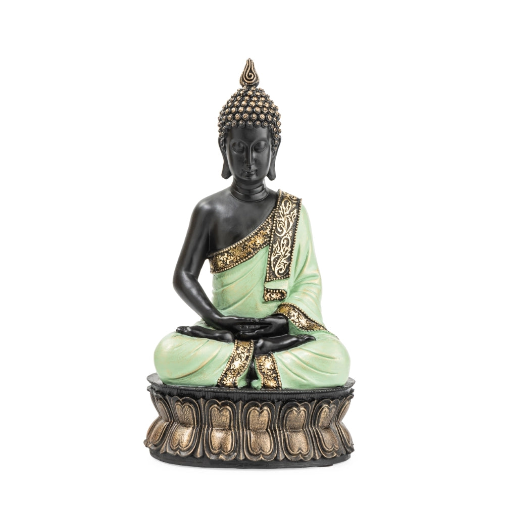 Ashnam Buddha with Lotus Base Showpice – Black & Pista