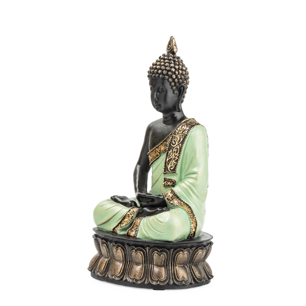 Ashnam Buddha with Lotus Base Showpice – Black & Pista