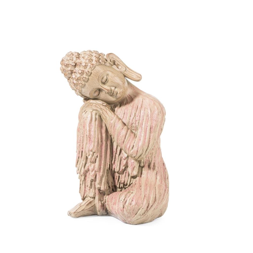 Ashnam Wood Finish Resting Buddha – Rustic Pink