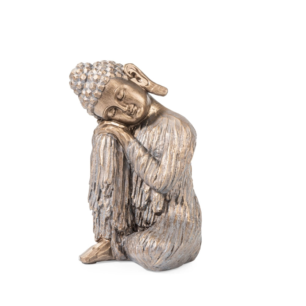 Ashnam Wood Finish Resting Buddha – Antique Gold