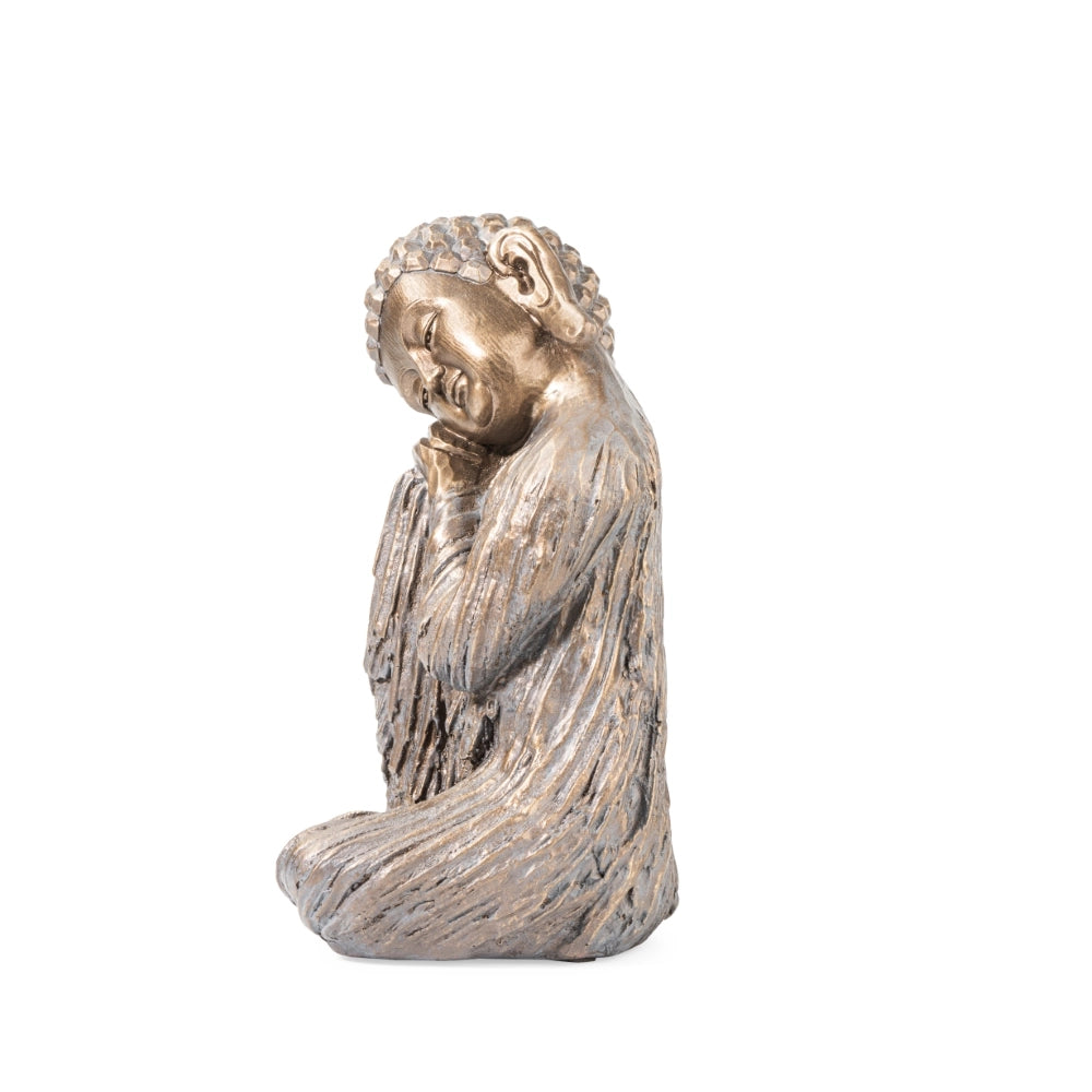 Ashnam Wood Finish Resting Buddha – Antique Gold