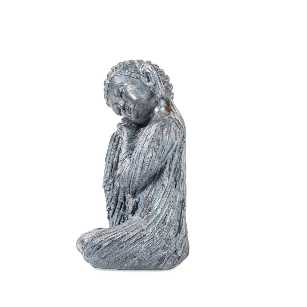 Ashnam Wood Finish Resting Buddha – Antique Grey