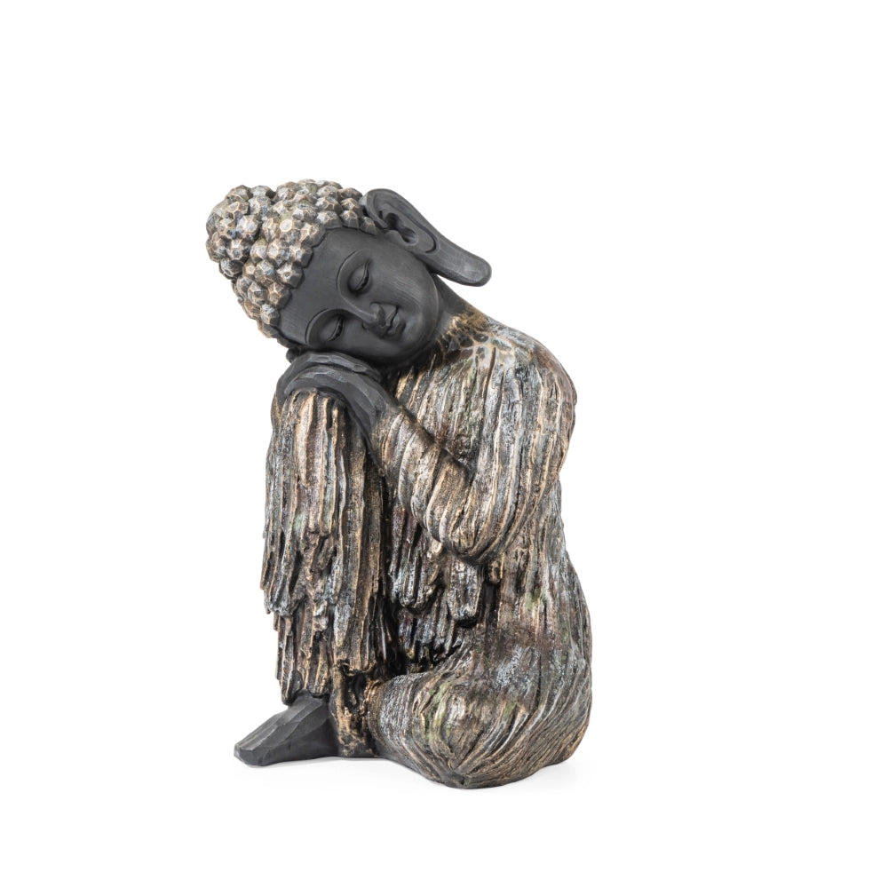 Ashnam Wood Finish Resting Buddha – Black & Gold