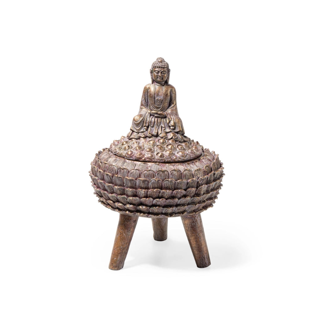 Ashnam Buddha With Jewellery Storage Box, Pink Brown Antique